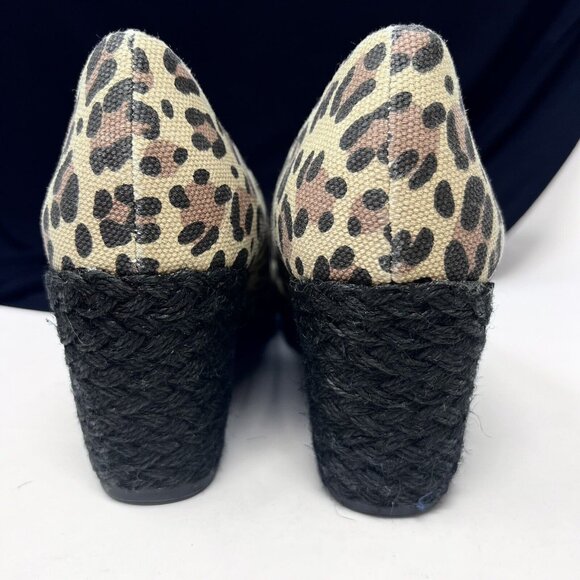 Chaps Dakoda Womens Peep‎ Toe Heels Cheetah Print Wedge Pumps Size 8M Woven - Picture 3 of 8